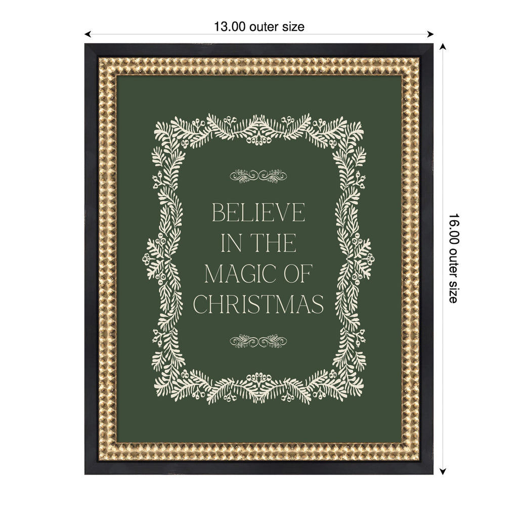 Christmas Magic Green by Kikiandnim Framed Mounted Canvas Wall Art Print