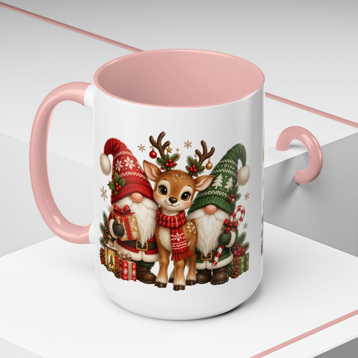 Festive Christmas Gnome and Reindeer Coffee Mug