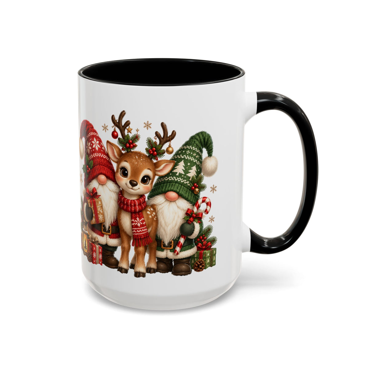 Festive Christmas Gnome and Reindeer Coffee Mug