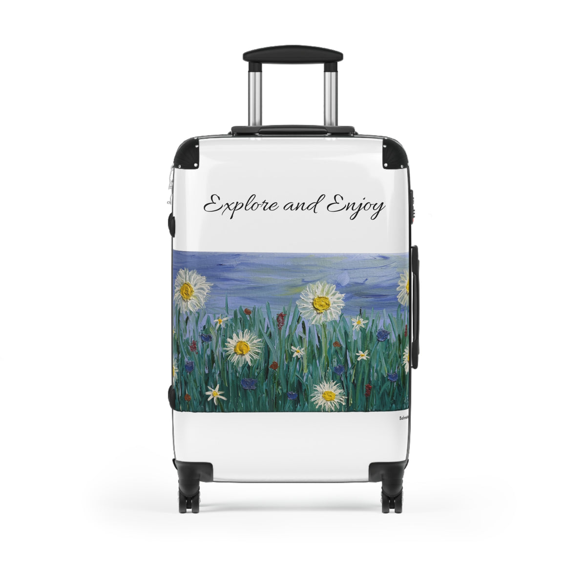 Explore and Enjoy Floral Carry-On Suitcase — Daisies Travel Luggage