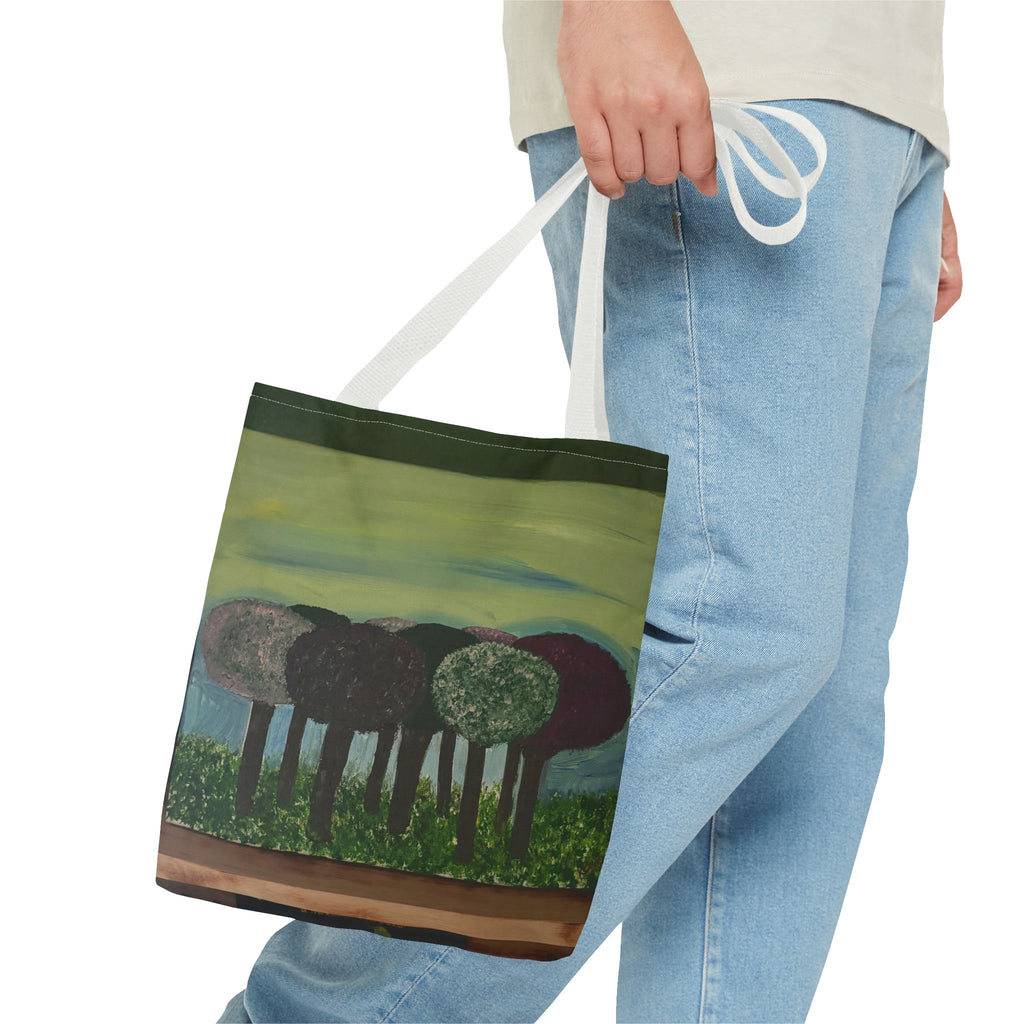 Forest Meadow Tote Bag — Abstract Tree Landscape All-Over Print
