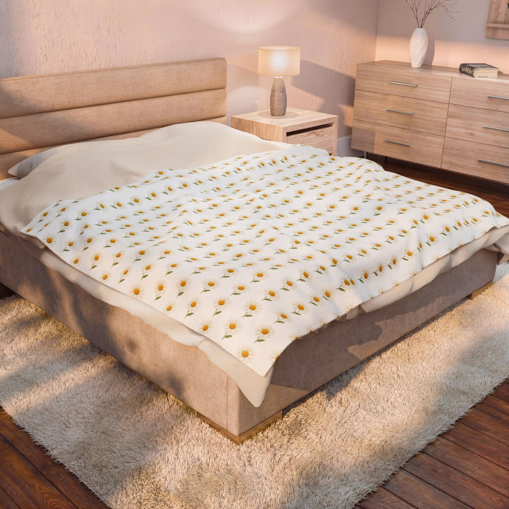Daisy Floral Velveteen Plush Blanket