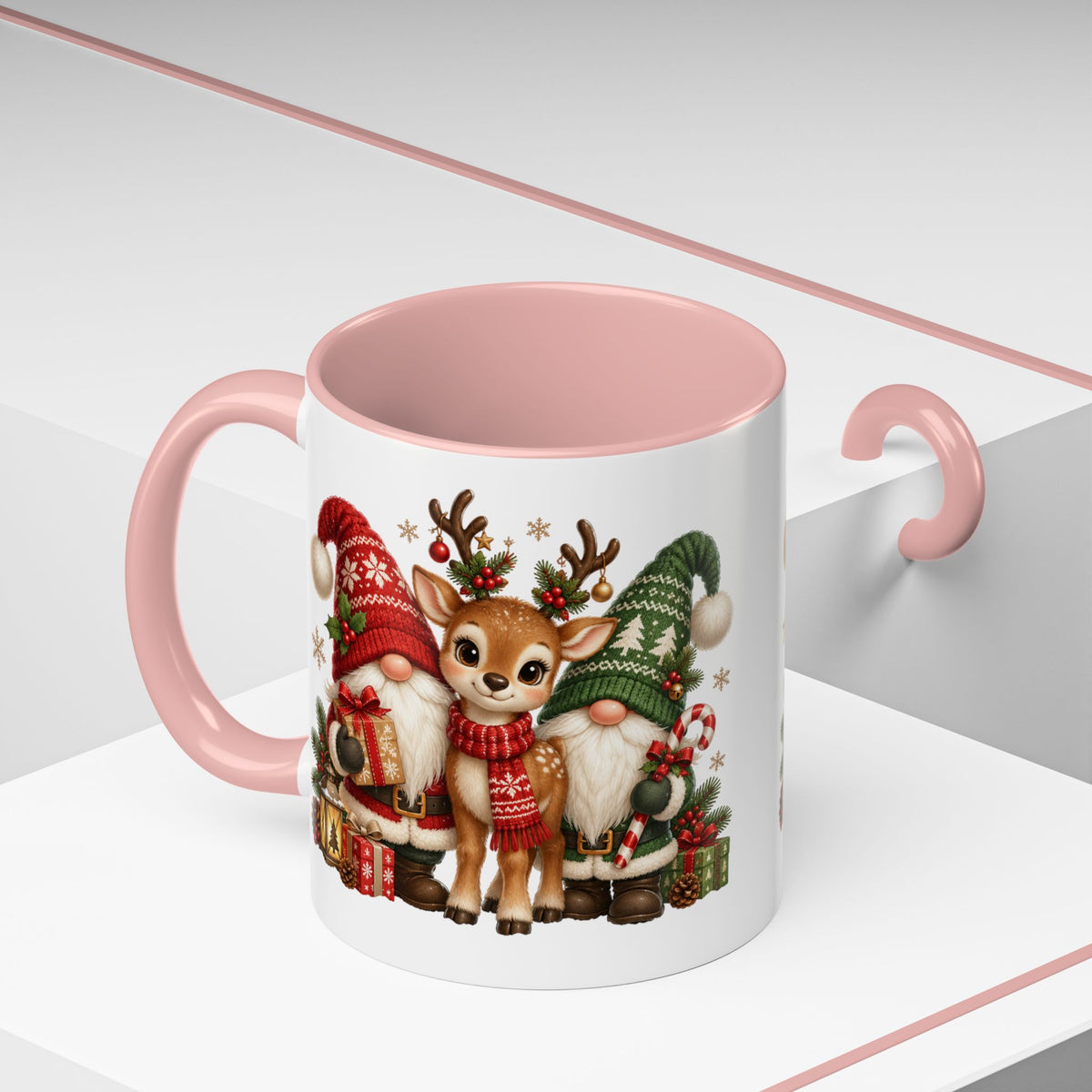 Festive Christmas Gnome and Reindeer Coffee Mug