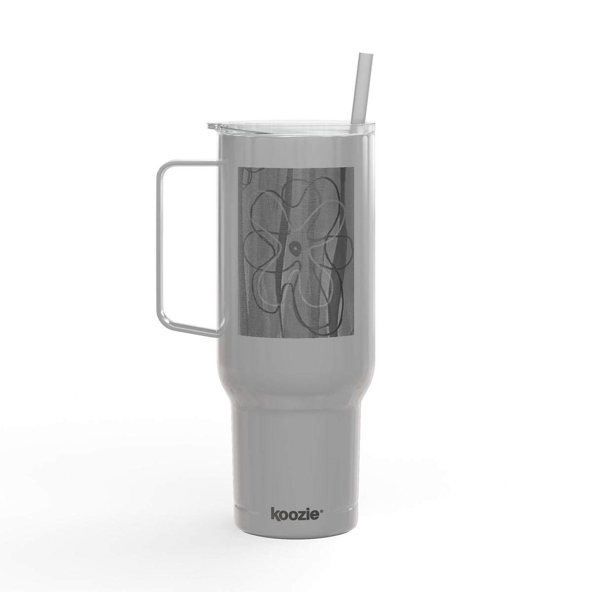 40oz Engraved Floral Insulated Tumbler with Lid & Straw