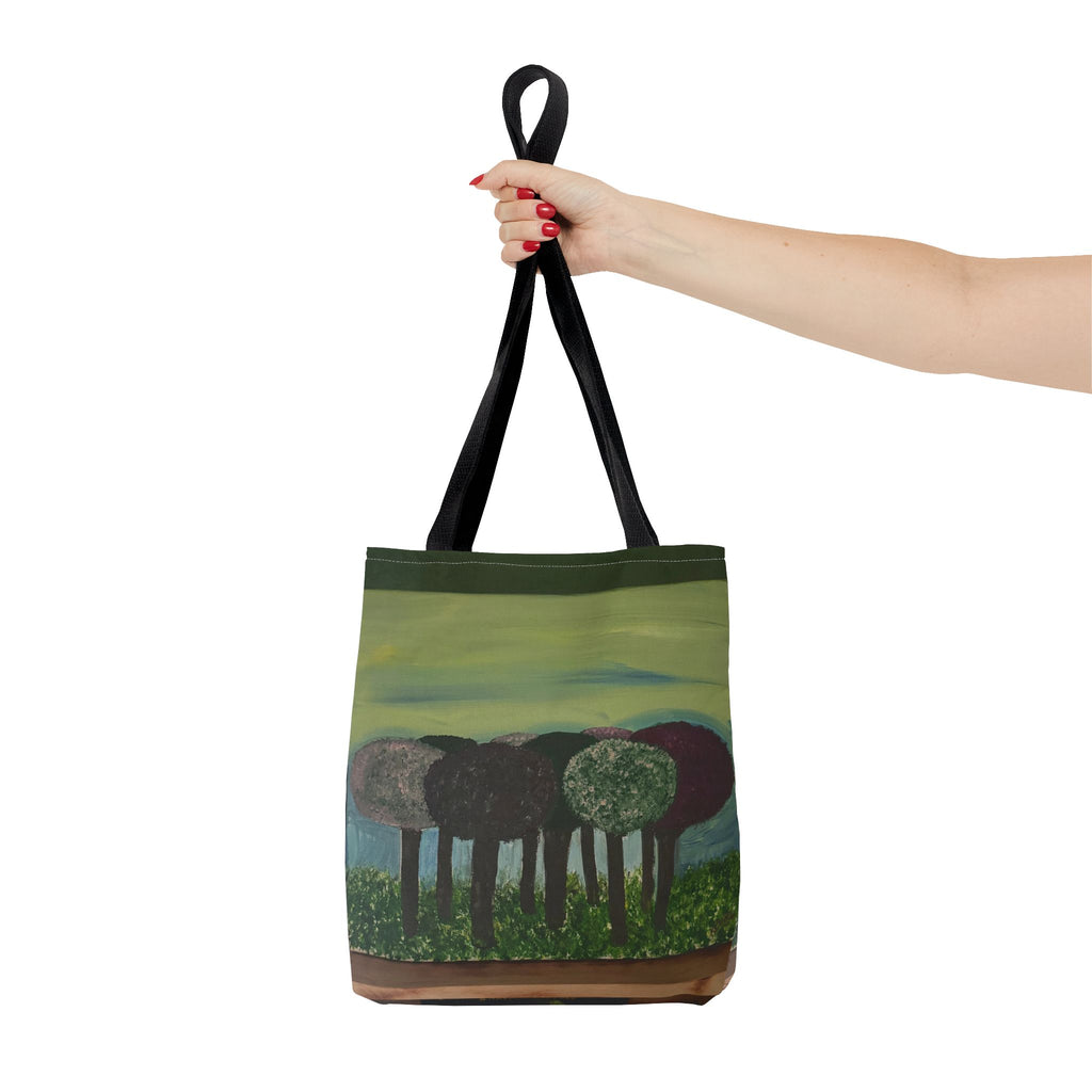 Forest Meadow Tote Bag — Abstract Tree Landscape All-Over Print