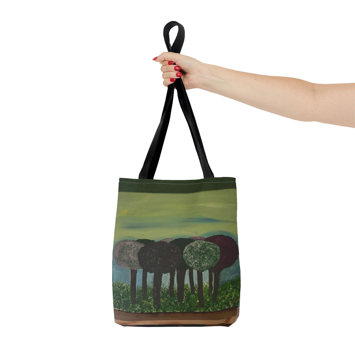 Forest Meadow Tote Bag — Abstract Tree Landscape All-Over Print