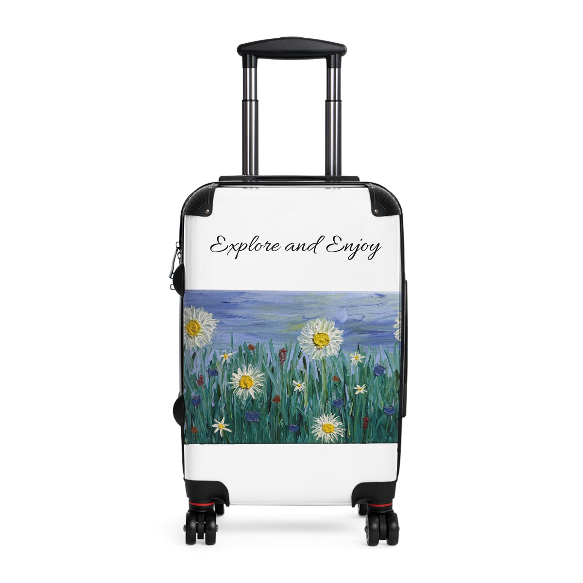 Explore and Enjoy Floral Carry-On Suitcase — Daisies Travel Luggage
