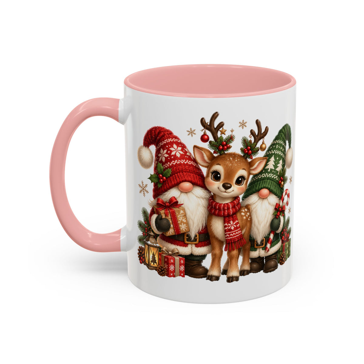 Festive Christmas Gnome and Reindeer Coffee Mug