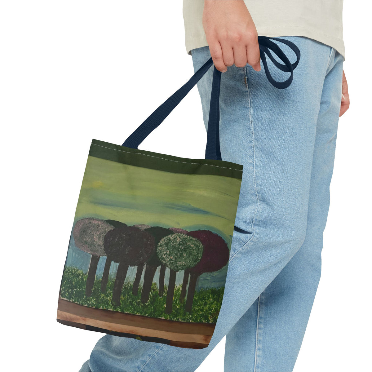 Forest Meadow Tote Bag — Abstract Tree Landscape All-Over Print