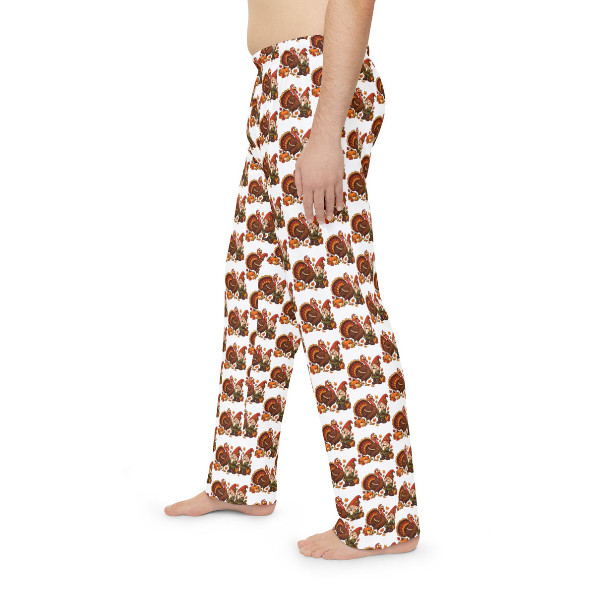 Men’s Pajama Pants – Cozy Autumn Pumpkin & Turkey Thanksgiving Print