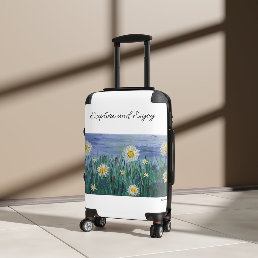 Explore and Enjoy Floral Carry-On Suitcase — Daisies Travel Luggage
