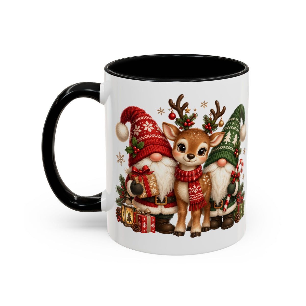 Festive Christmas Gnome and Reindeer Coffee Mug