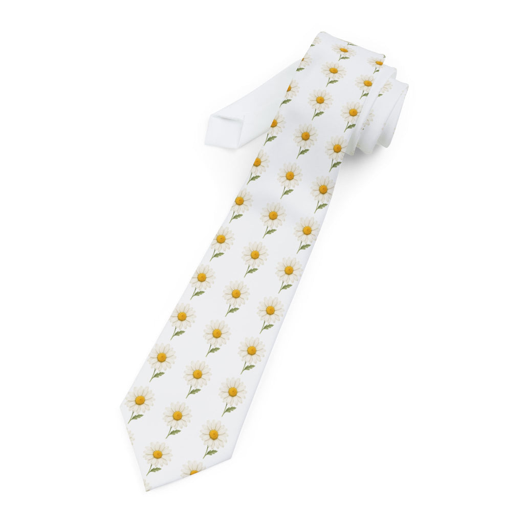 Daisy Floral Necktie – White Botanical Men’s Tie