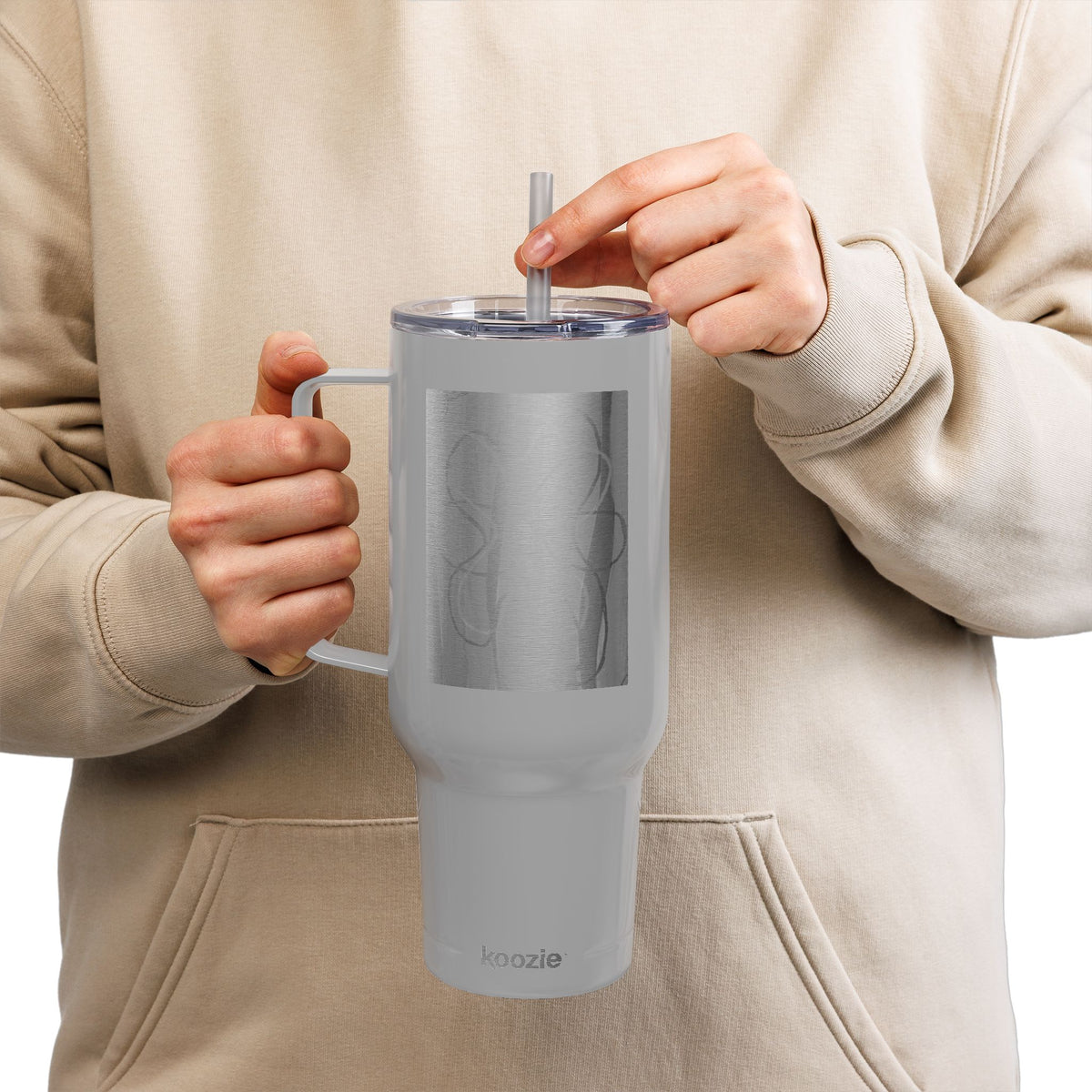40oz Engraved Floral Insulated Tumbler with Lid & Straw
