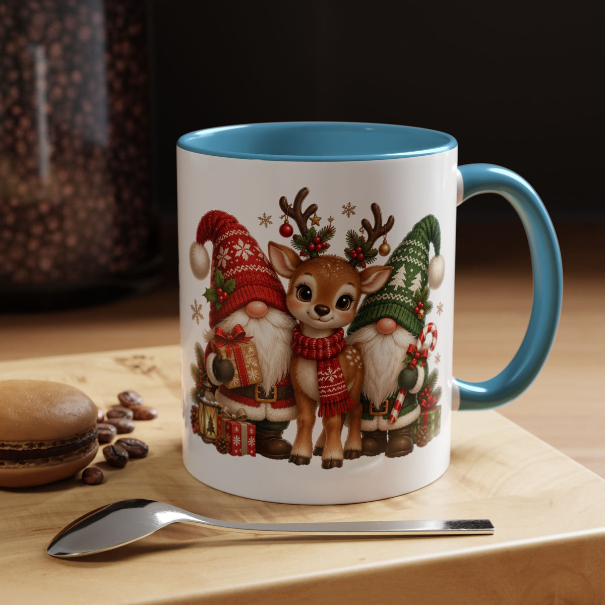 Festive Christmas Gnome and Reindeer Coffee Mug
