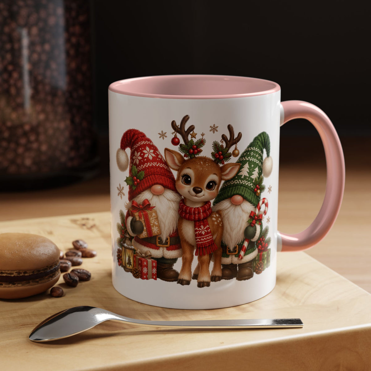 Festive Christmas Gnome and Reindeer Coffee Mug