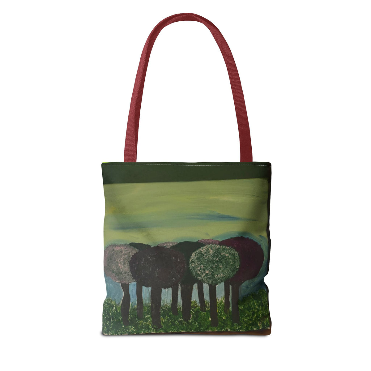Forest Meadow Tote Bag — Abstract Tree Landscape All-Over Print
