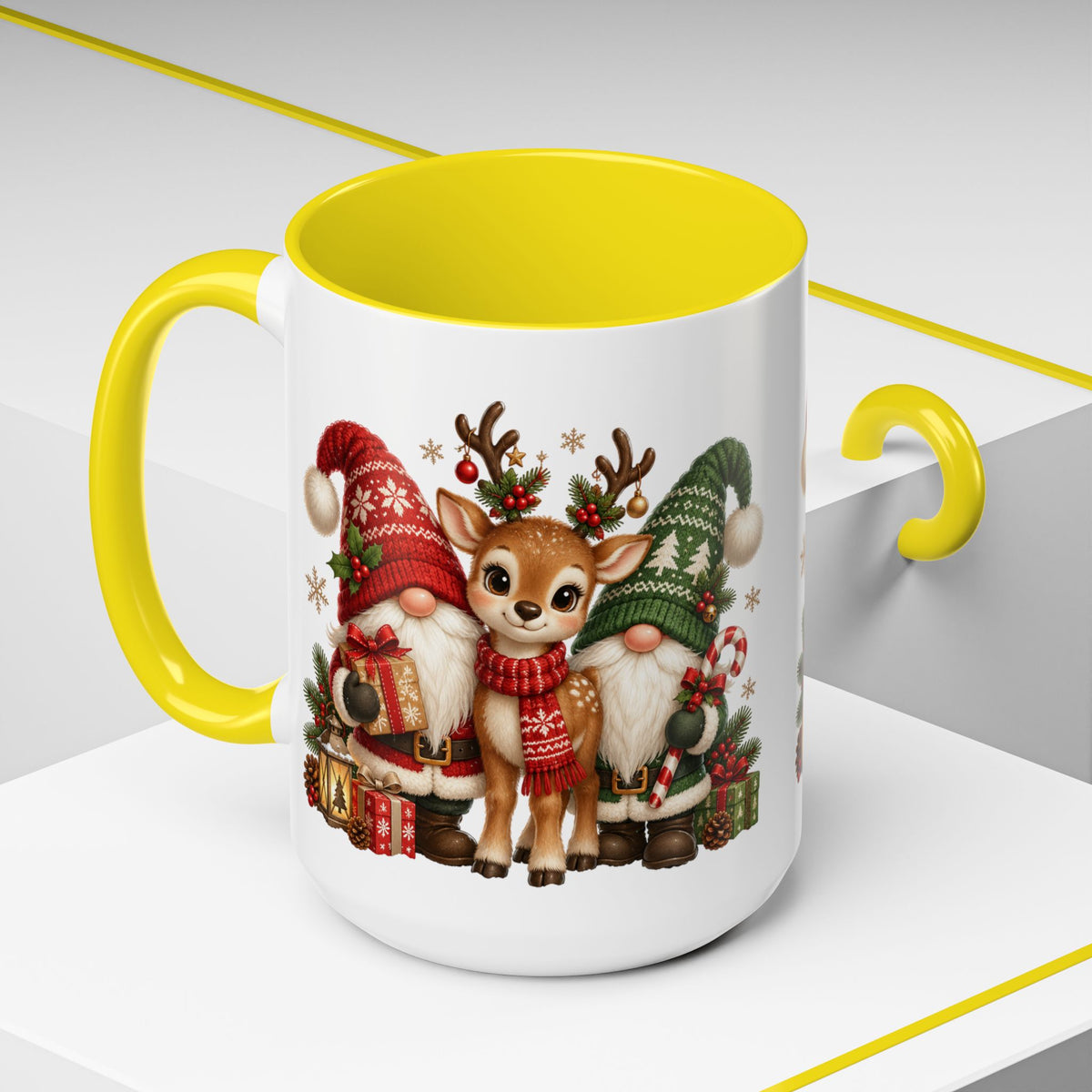 Festive Christmas Gnome and Reindeer Coffee Mug