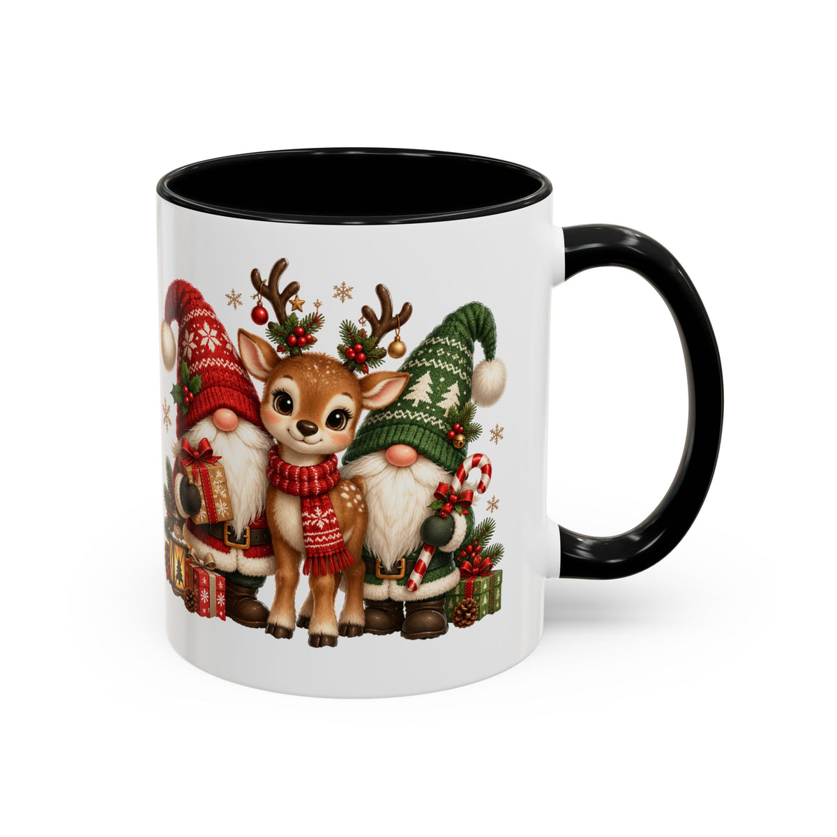Festive Christmas Gnome and Reindeer Coffee Mug