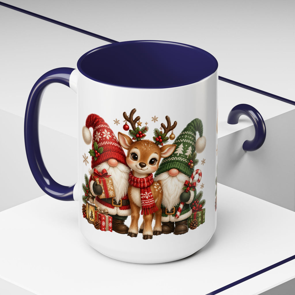 Festive Christmas Gnome and Reindeer Coffee Mug