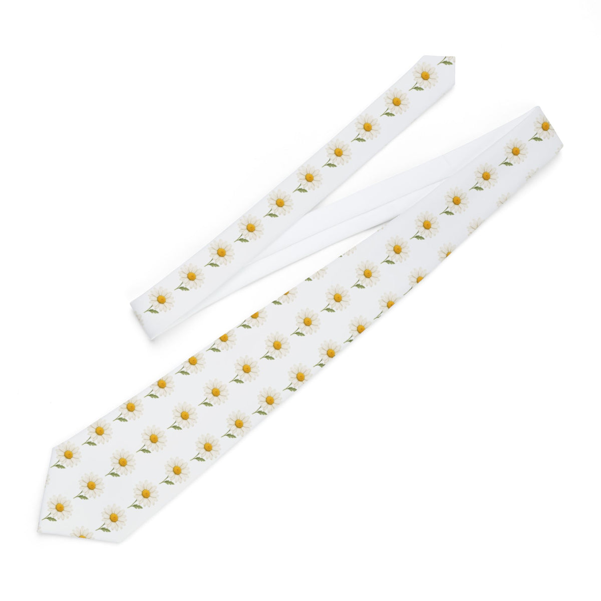 Daisy Floral Necktie – White Botanical Men’s Tie