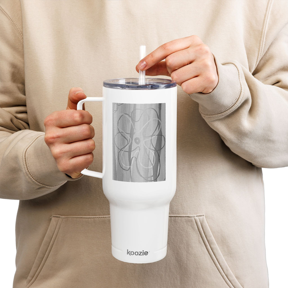 40oz Engraved Floral Insulated Tumbler with Lid & Straw