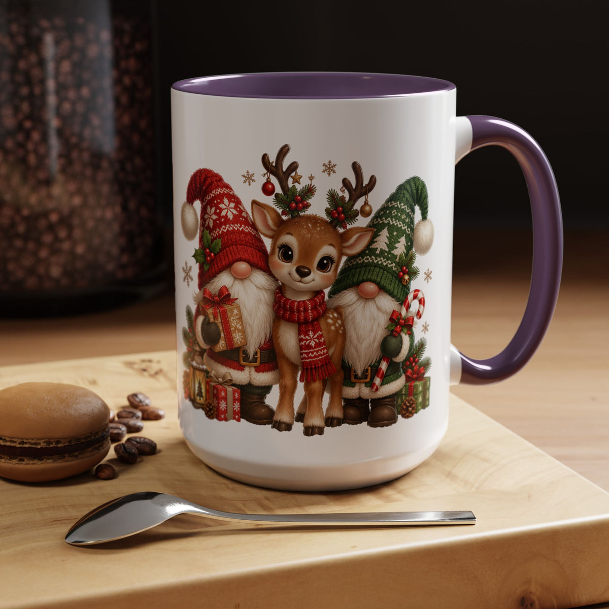 Festive Christmas Gnome and Reindeer Coffee Mug