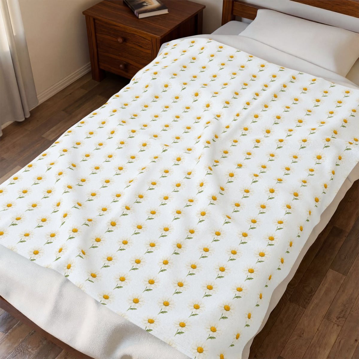 Daisy Floral Velveteen Plush Blanket