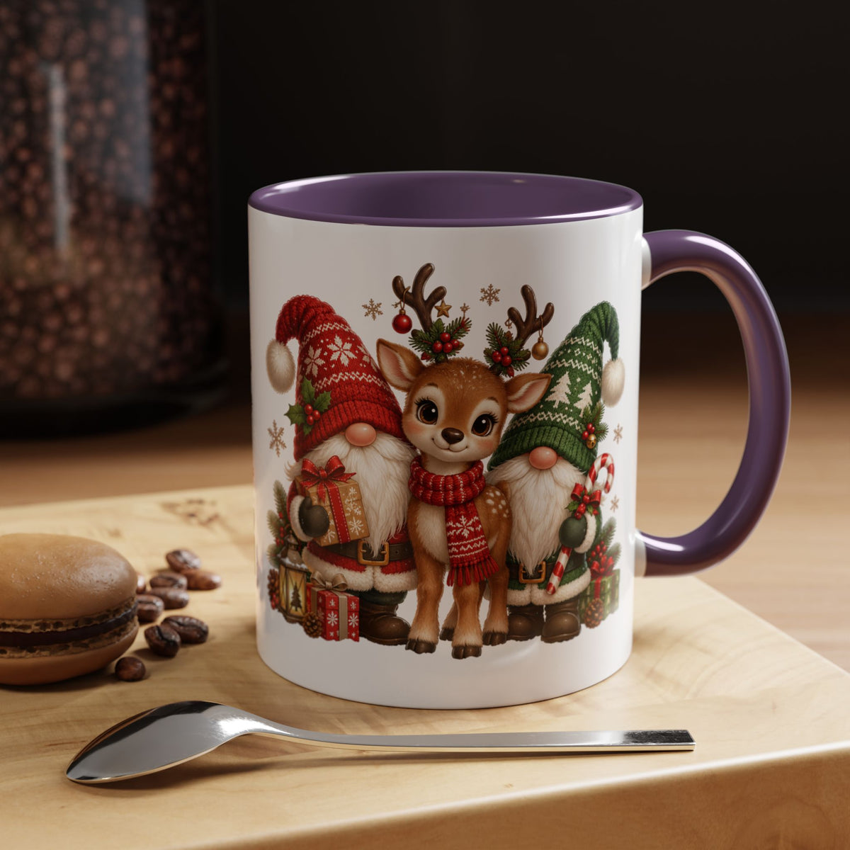 Festive Christmas Gnome and Reindeer Coffee Mug