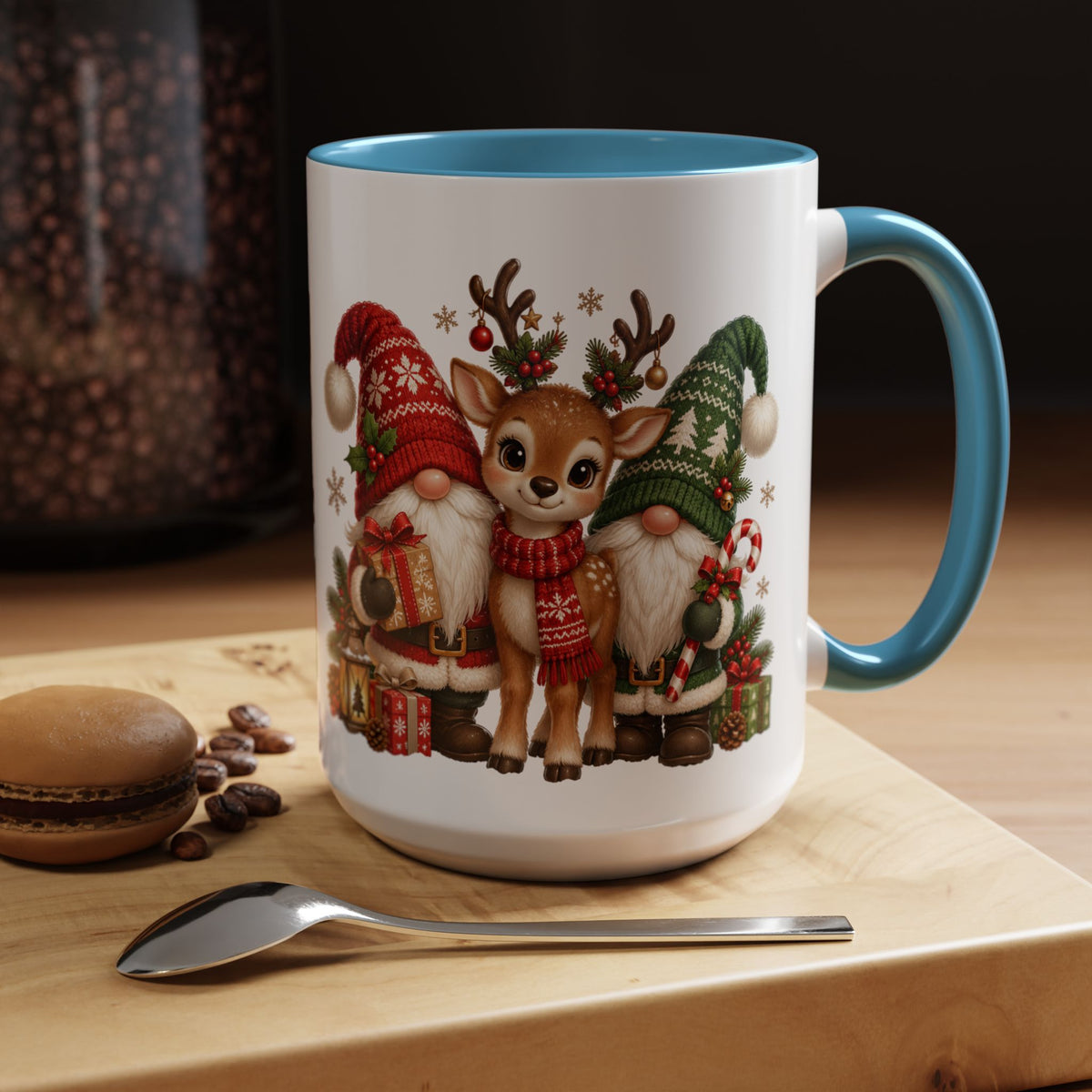 Festive Christmas Gnome and Reindeer Coffee Mug