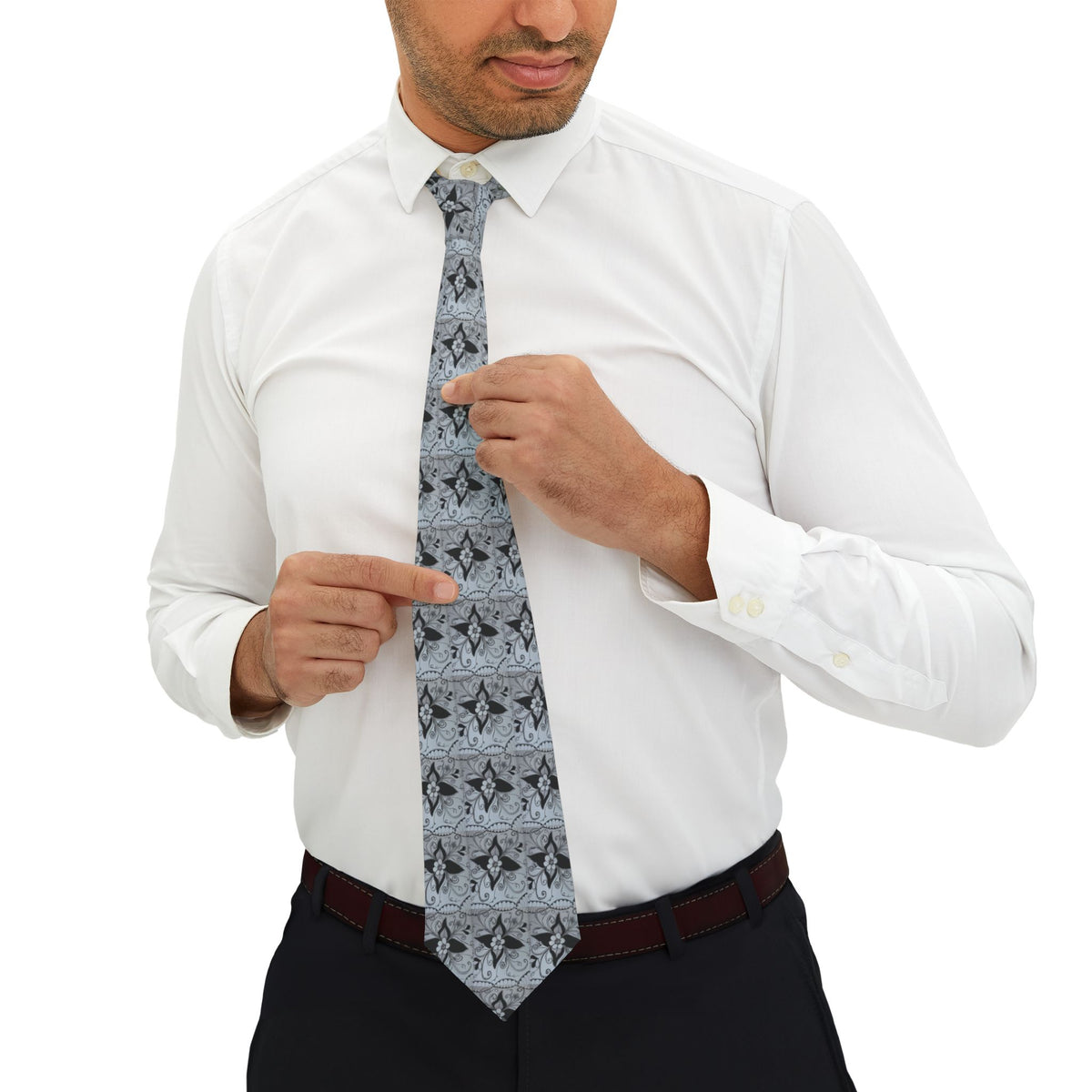 Gray Geometric Pattern Necktie