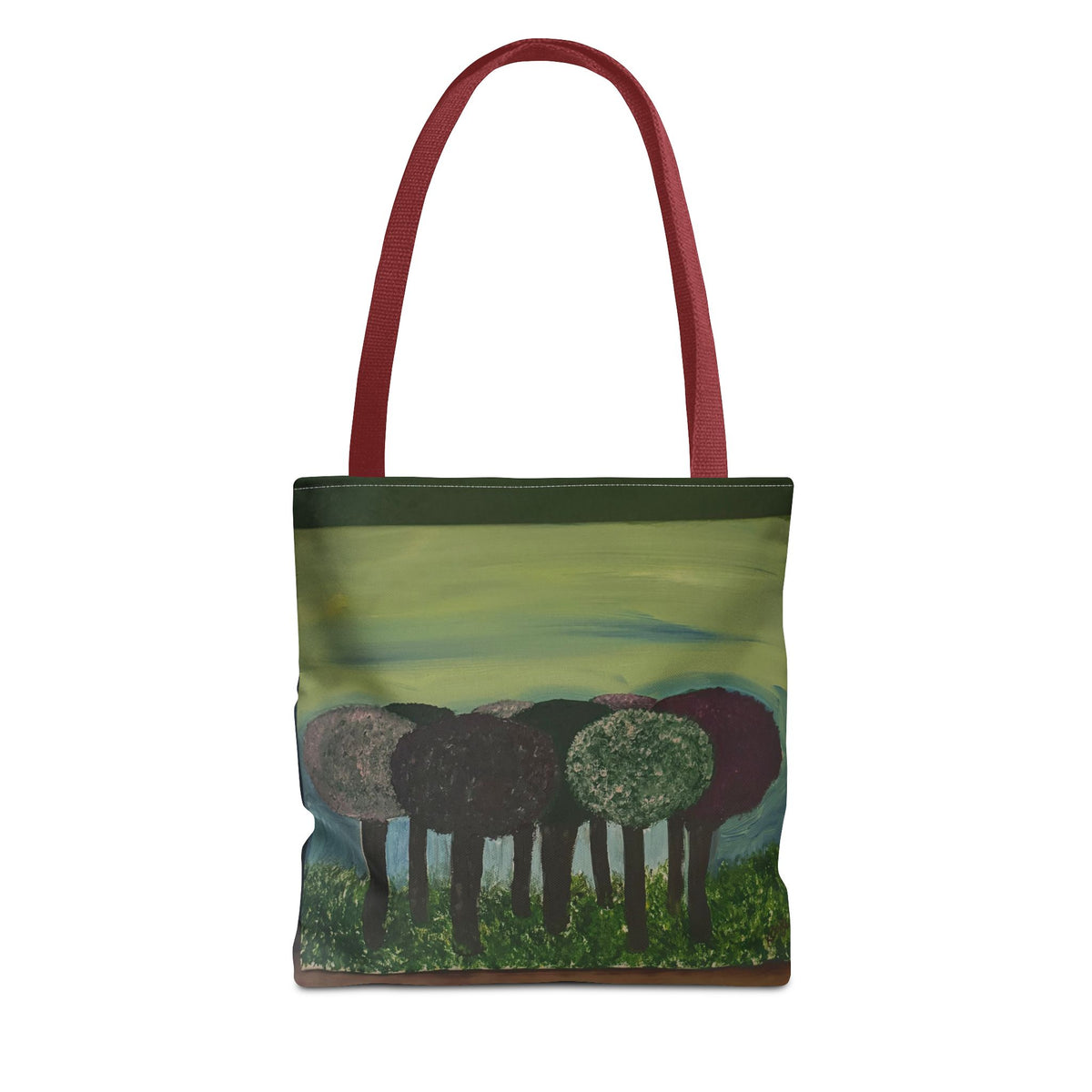 Forest Meadow Tote Bag — Abstract Tree Landscape All-Over Print