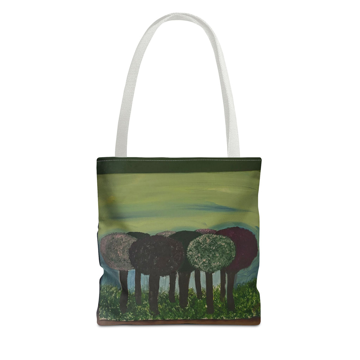 Forest Meadow Tote Bag — Abstract Tree Landscape All-Over Print