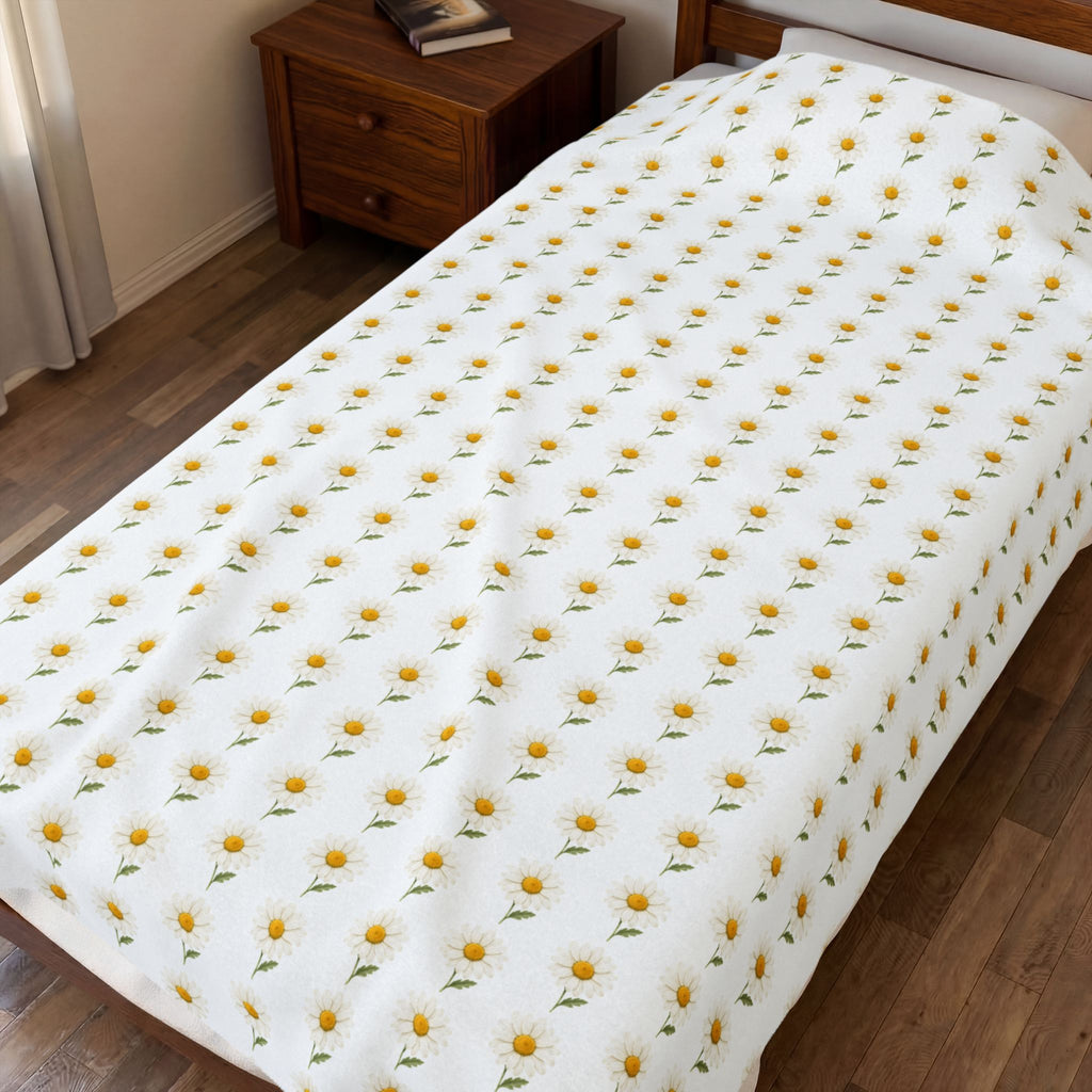 Daisy Floral Velveteen Plush Blanket