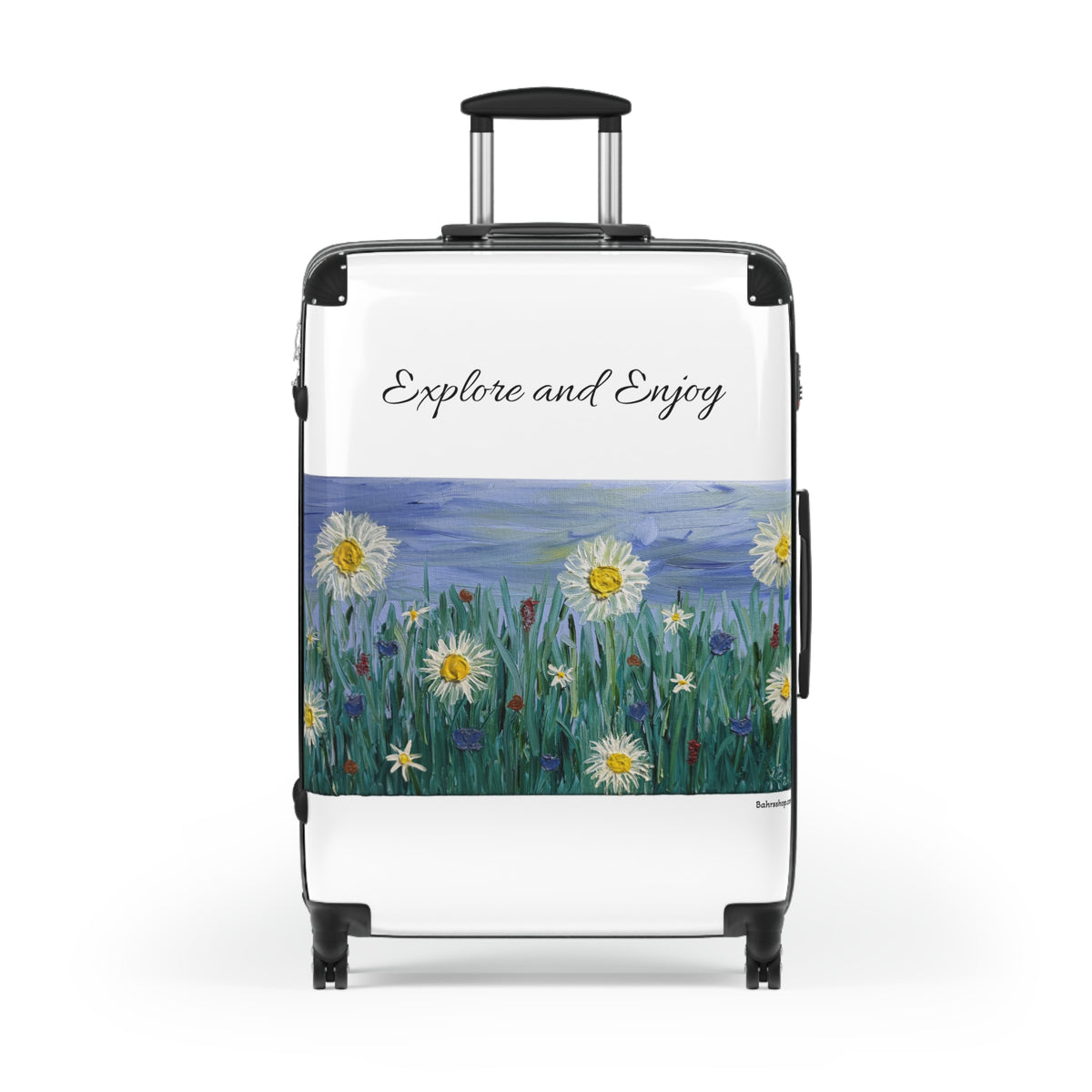 Explore and Enjoy Floral Carry-On Suitcase — Daisies Travel Luggage