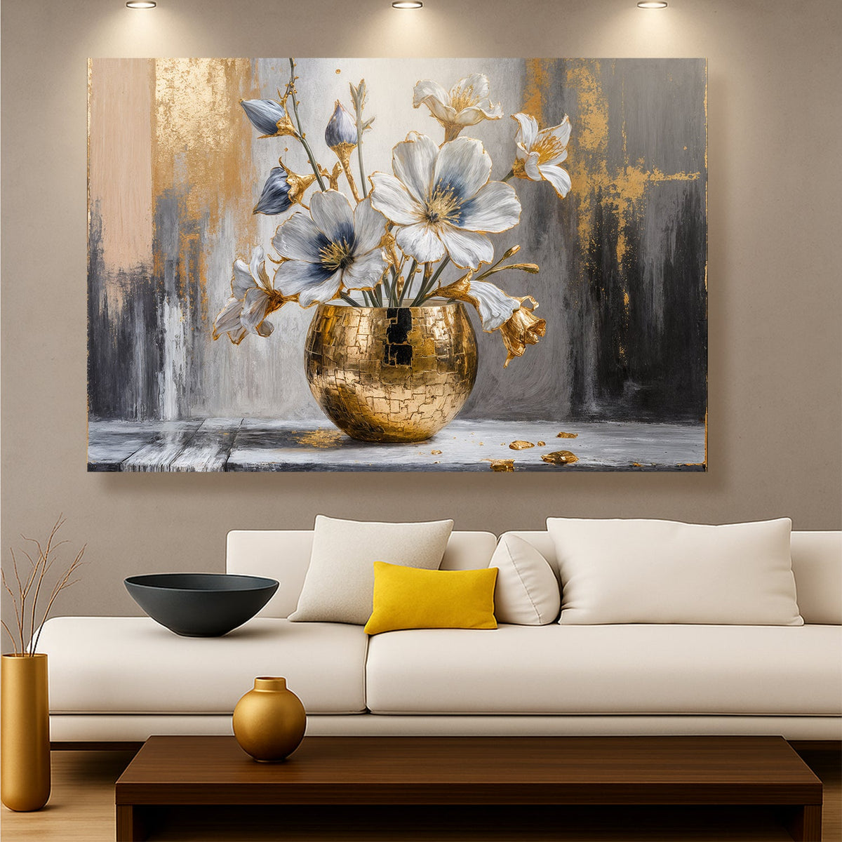 Magnolia in Gold — Abstract Canvas Art