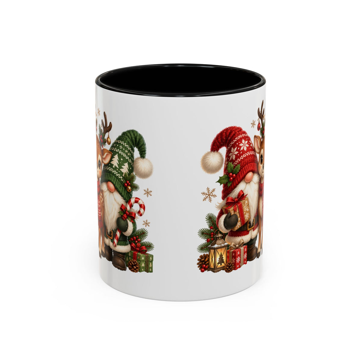 Festive Christmas Gnome and Reindeer Coffee Mug