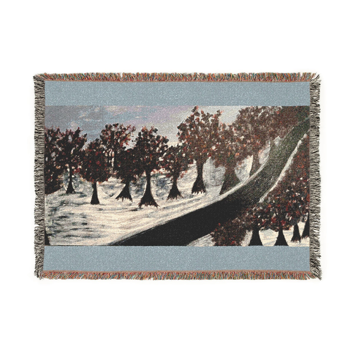 Scenic Tree Lane Woven Blanket — Cozy Decorative Throw for Living Room & Cabin