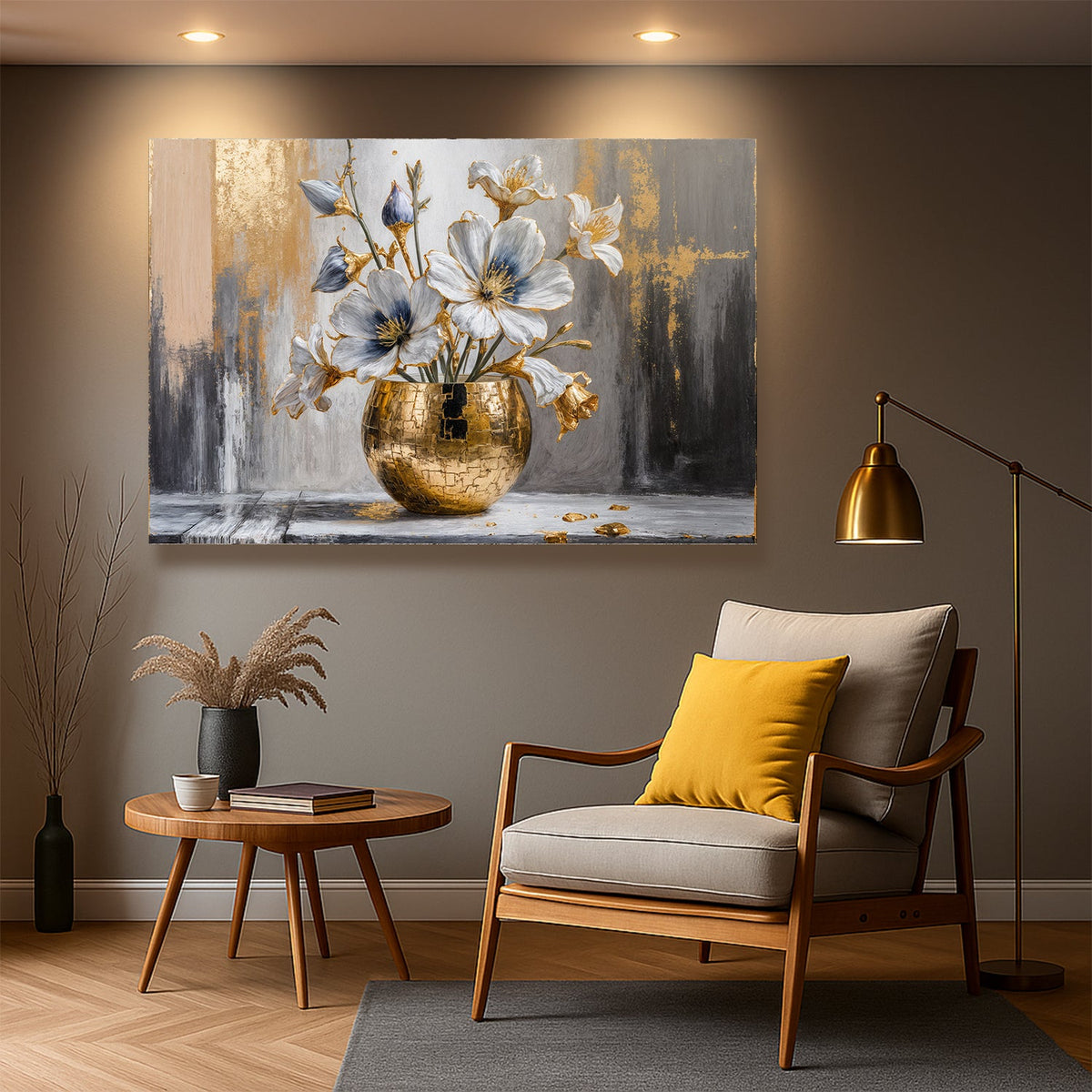 Magnolia in Gold — Abstract Canvas Art
