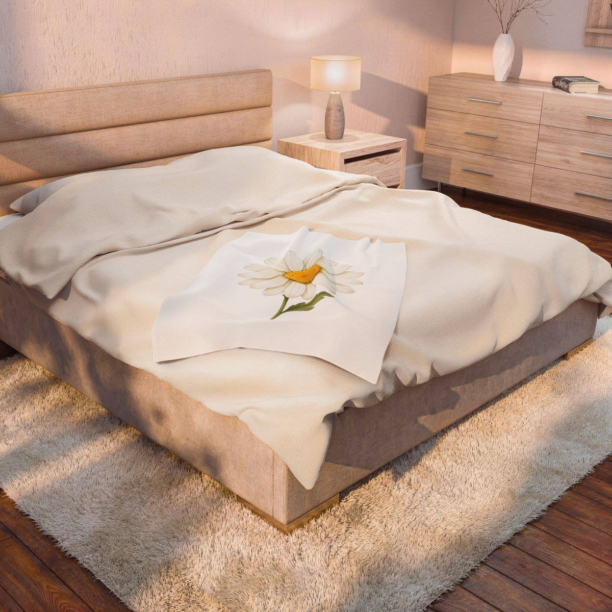 Daisy Floral Velveteen Plush Blanket