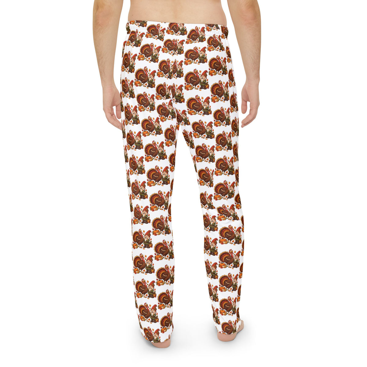 Men’s Pajama Pants – Cozy Autumn Pumpkin & Turkey Thanksgiving Print