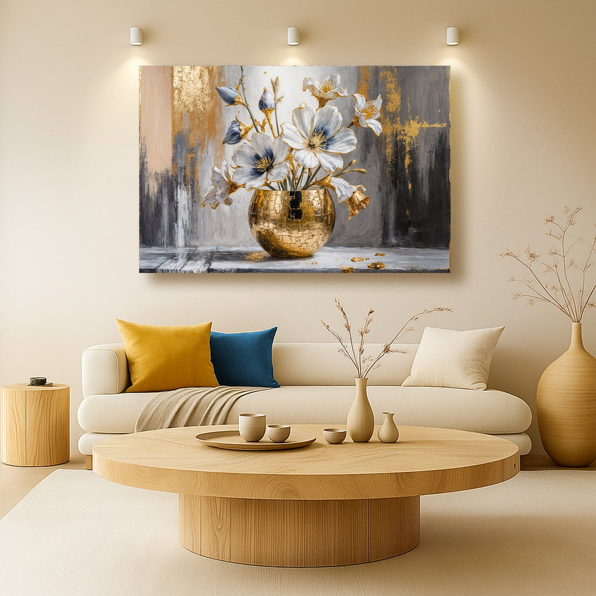 Magnolia in Gold — Abstract Canvas Art