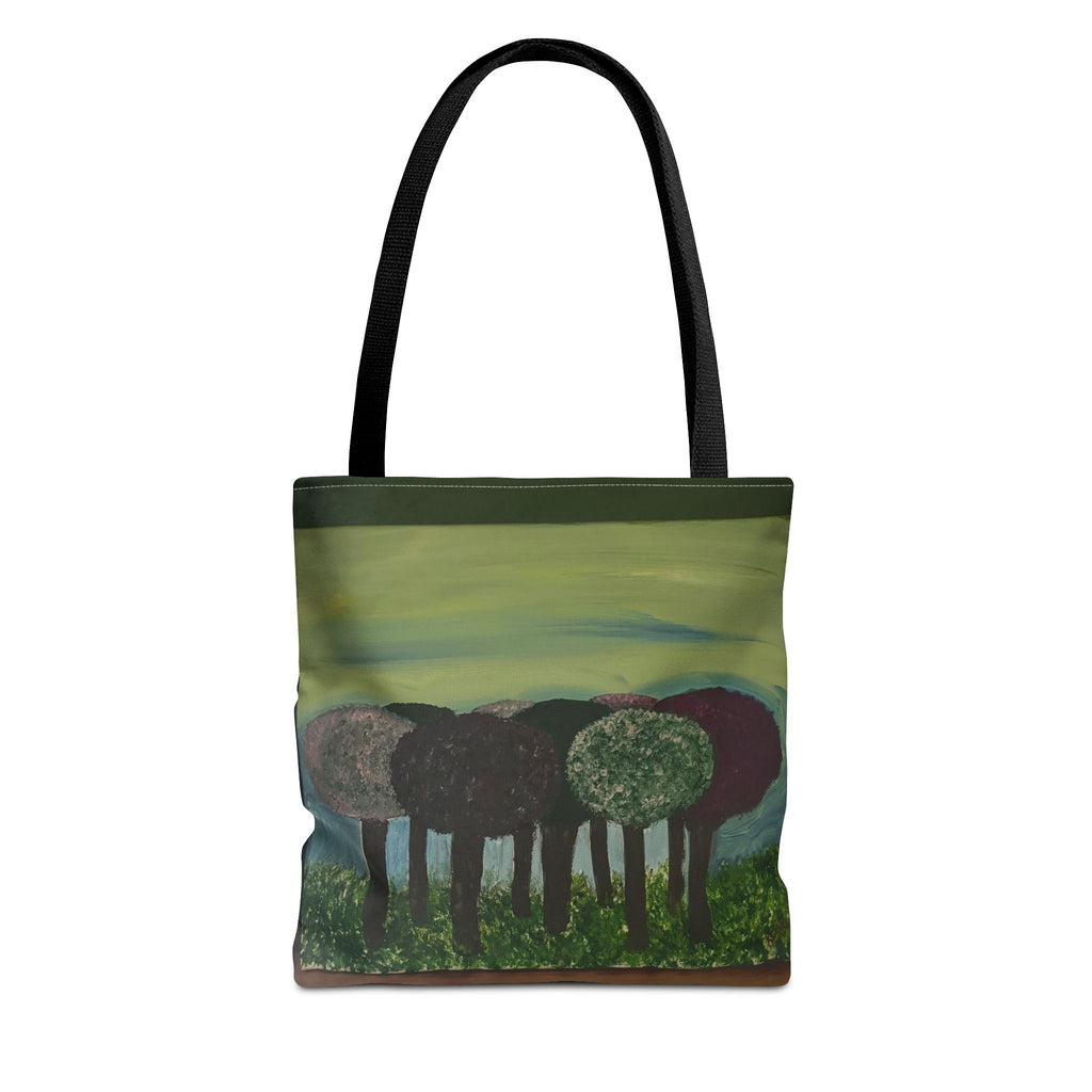 Forest Meadow Tote Bag — Abstract Tree Landscape All-Over Print