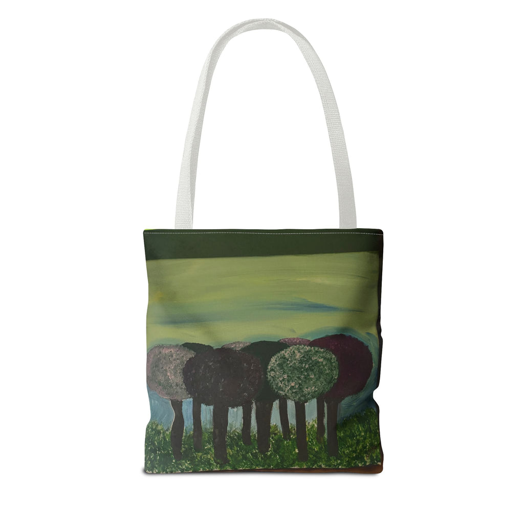Forest Meadow Tote Bag — Abstract Tree Landscape All-Over Print