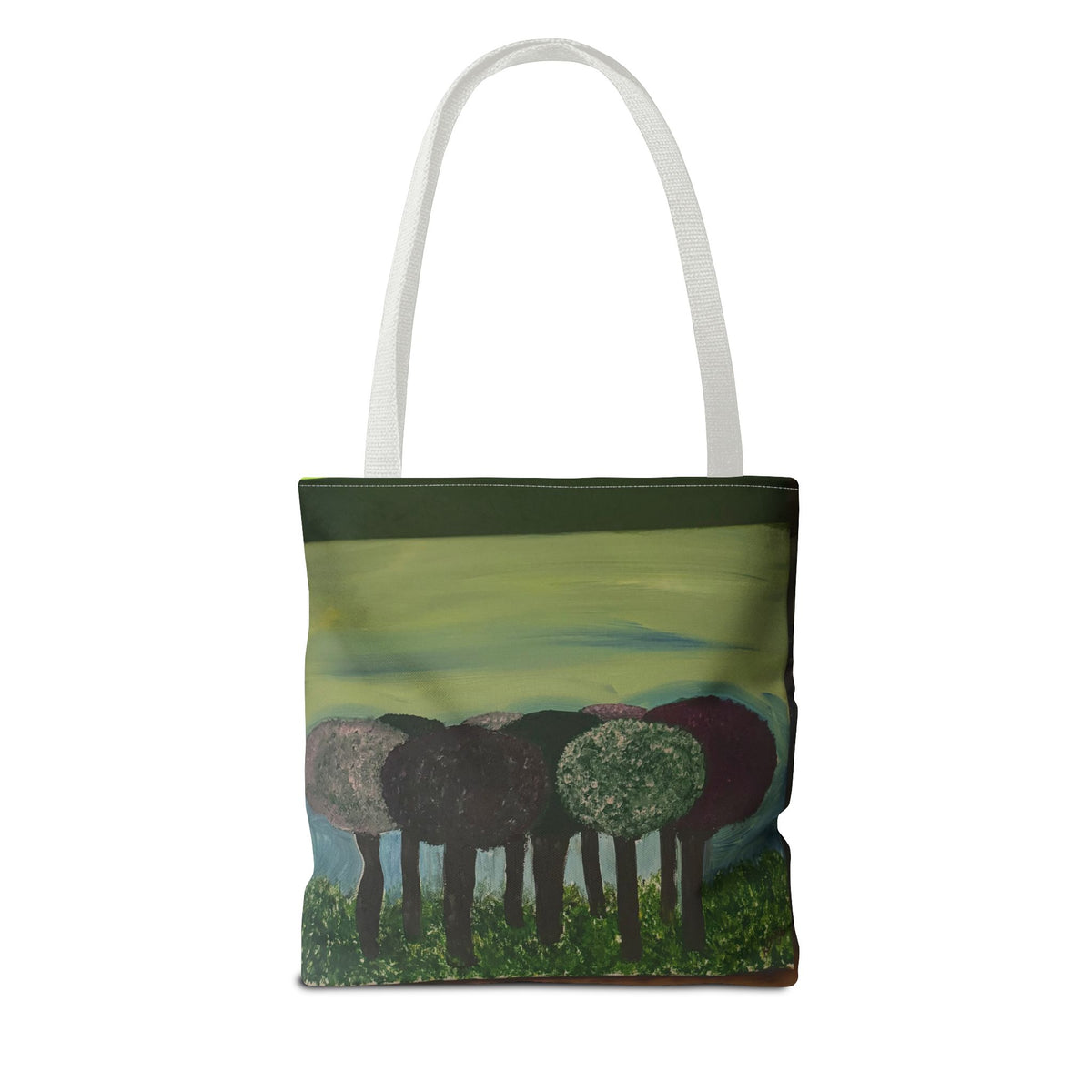 Forest Meadow Tote Bag — Abstract Tree Landscape All-Over Print