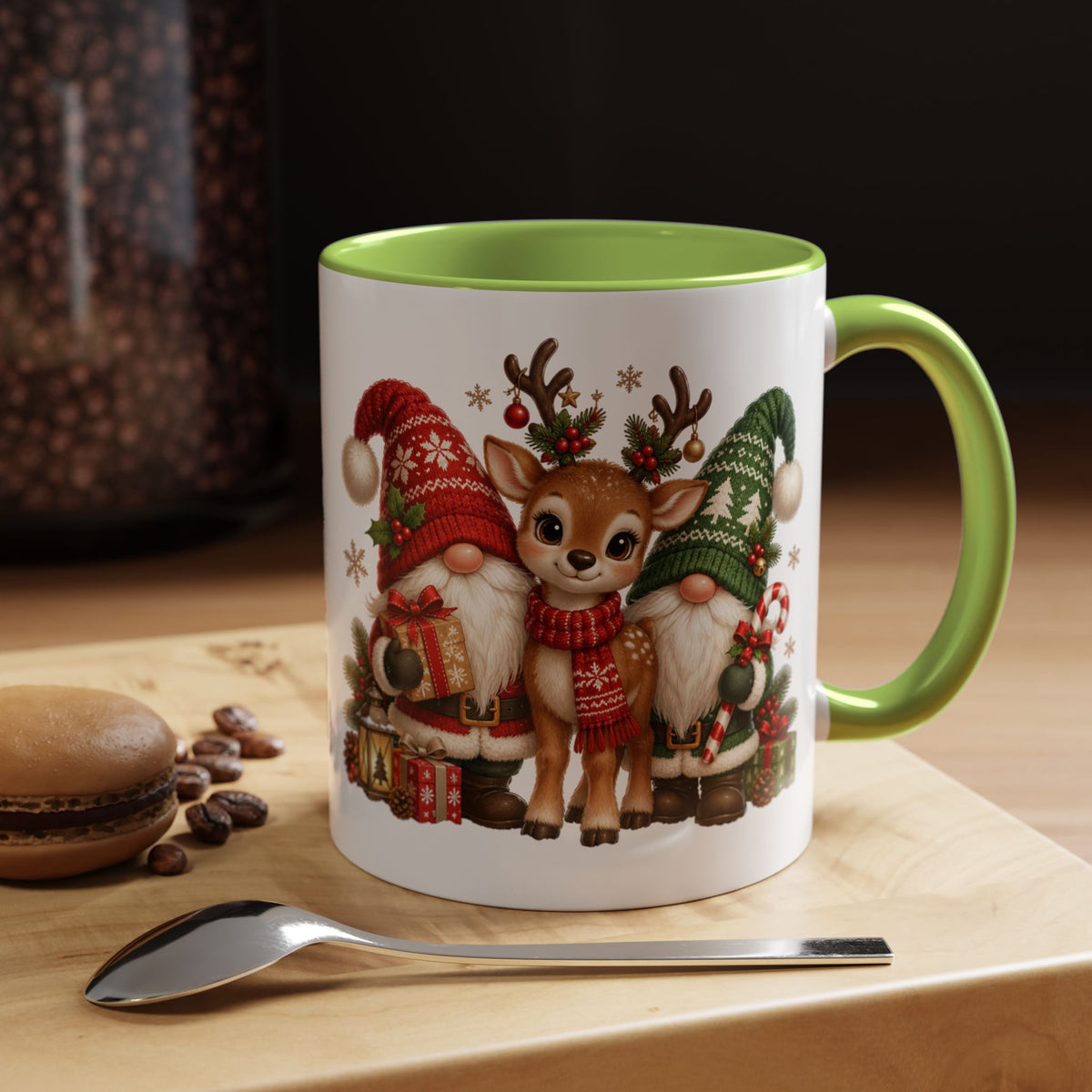 Festive Christmas Gnome and Reindeer Coffee Mug
