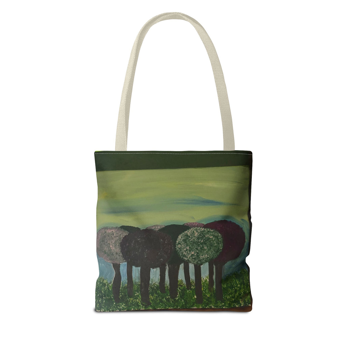 Forest Meadow Tote Bag — Abstract Tree Landscape All-Over Print