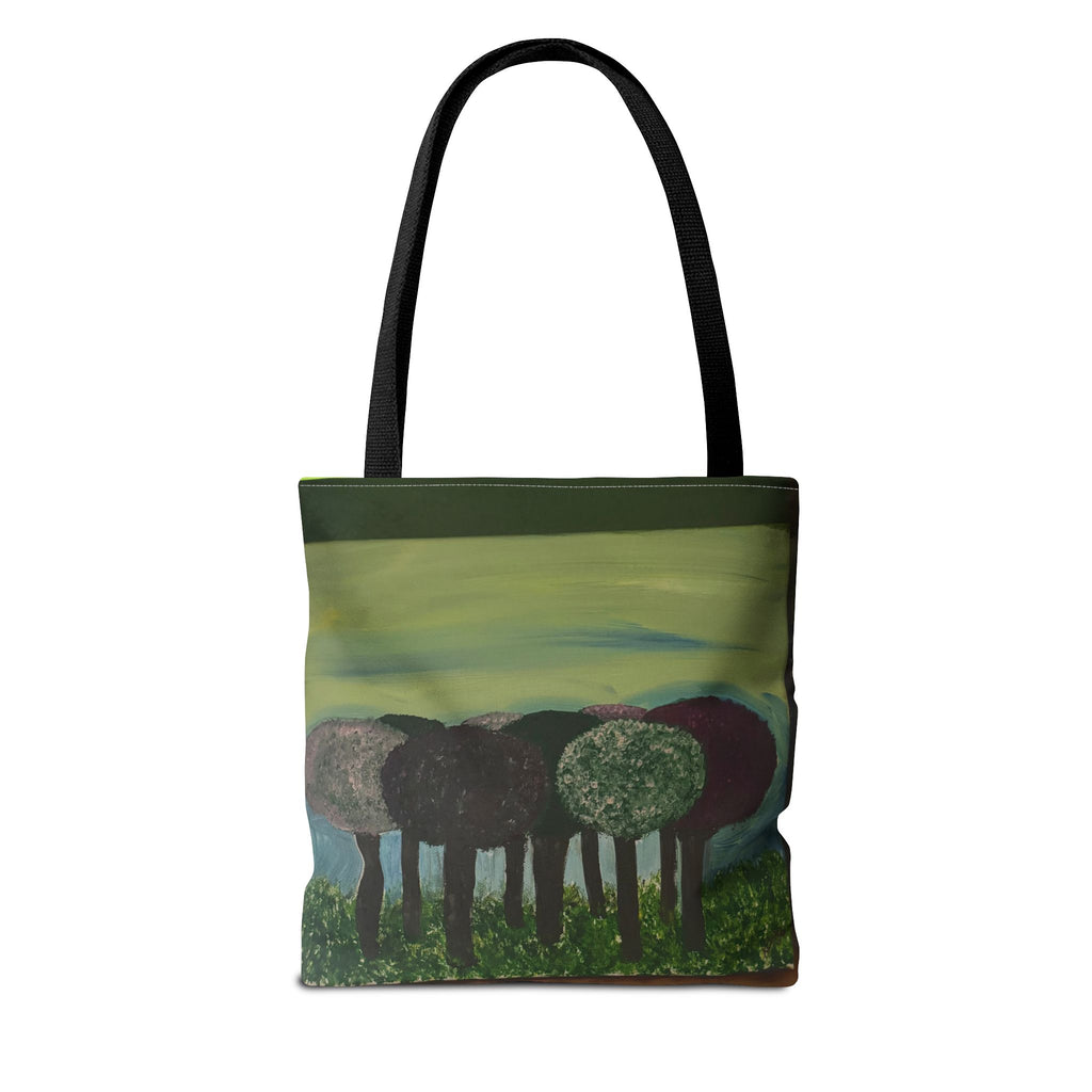 Forest Meadow Tote Bag — Abstract Tree Landscape All-Over Print