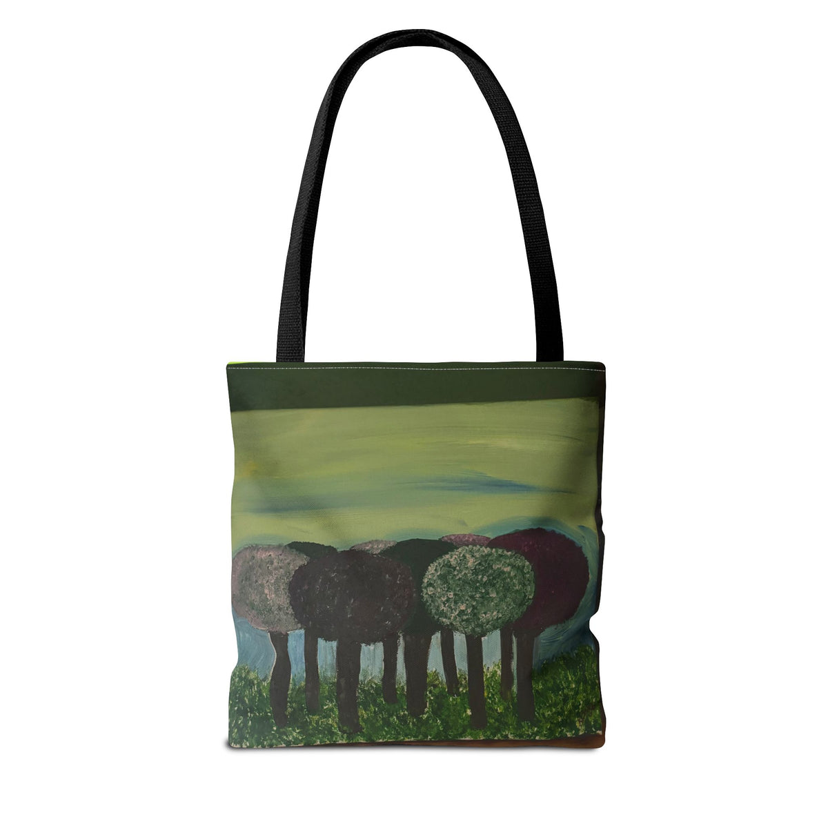 Forest Meadow Tote Bag — Abstract Tree Landscape All-Over Print