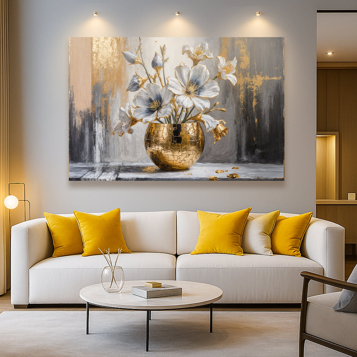 Magnolia in Gold — Abstract Canvas Art